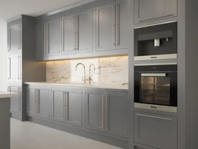 kitchen 3 with cabinets and marble counter tops 3D model