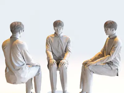 Posed Asian Casual Man - 5 Pack 2 - C1-M2E 3D model