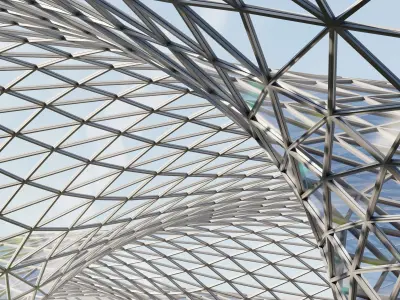 Airport Terminal With Parametric Roof  3D model