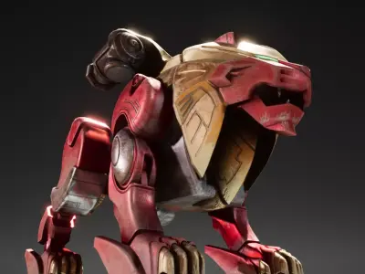 Red Lion Zord Low-poly 3D model