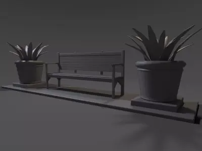 bench and planter  3D model