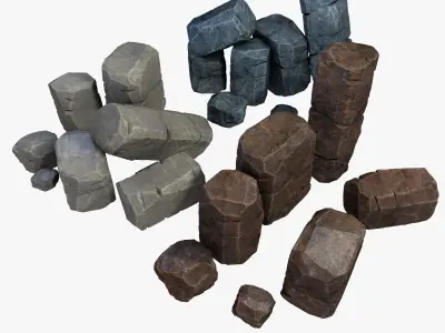 Rusty Rocks Stones Collection Pack Low-poly 3D model