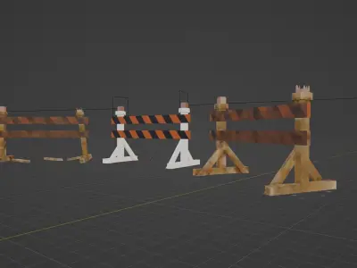 Simple Barricade 2 with lights and 3 levels of decay Low-poly 3D model