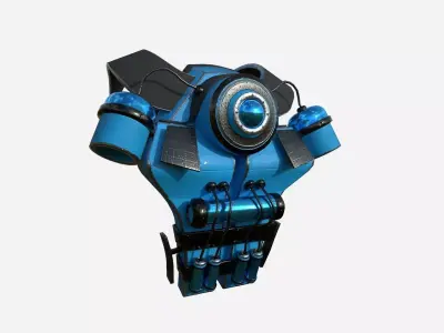 SciFi Backpack B10 Blue - Fashion Character Design Low-poly 3D model