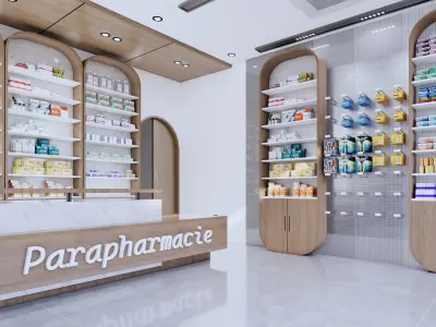 Modern Realistic Pharmacy Interior  3D Model Low-poly 3D model