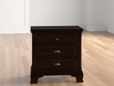 Plattsburgh Drawer Wood Nightstand in Brown 3D model