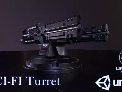 Sci-fi Turret for space ship or base Low-poly 3D model