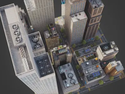 Realistic City District H18-A21 MAYA Low-poly 3D model