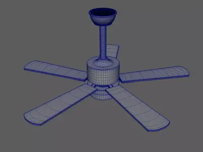 Ceiling Fan with Cylinder Light 3D model