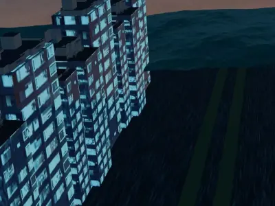 Seaside Skyline Street Low-poly 3D model