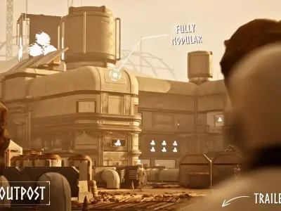 Modular Sci Fi Outpost Low-poly 3D model