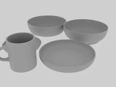 Minimalist CGI Tableware Set 3D model