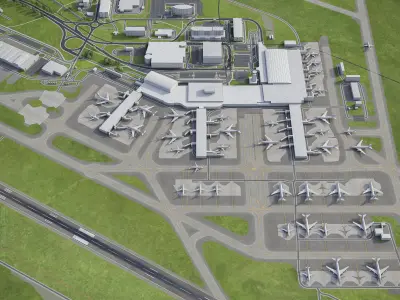 Prague - Vaclav Havel Airport - PRG Low-poly 3D model