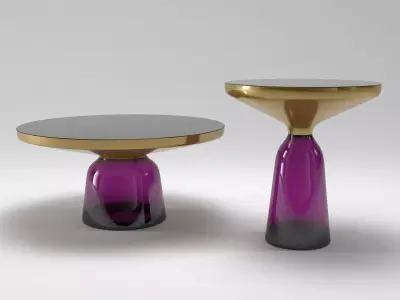 Bell two side tables with gold and glass tops 3D model