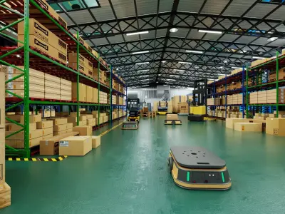 Smart Warehouse Logistics Automation Interior PBR Game Ready Low-poly 3D model