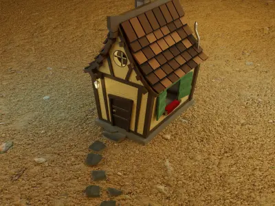 Simple Desert Witch House Low-poly 3D model