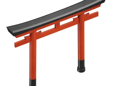 Torii Japanese arch sacred gate to a Shinto shrine 3D model