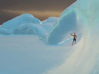 Realistic Barreling Beach Wave for Surfing 3D model