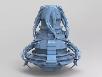 Dagon cult leader tower Low-poly 3D model