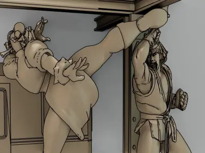 DIORAMA KEN VS CHUN LI - STREET FIGHTER III 3RD STRIKE 3D print model