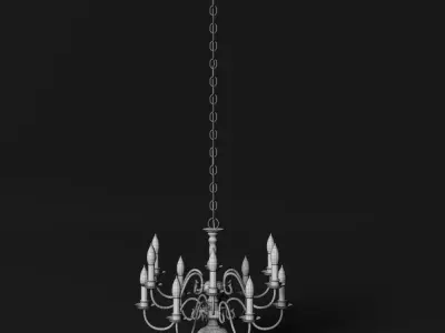 Chandelier with candles hanging from it 3D model