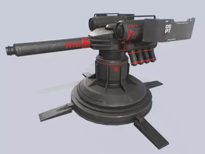Plasma turret Low-poly 3D model 6