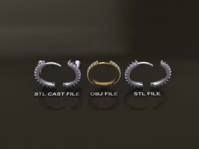 Earring Double Sided Diamond Hoop Mid Size 11mm Inside Diameter 3D print model