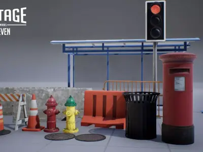 Street Props Low-poly 3D model get