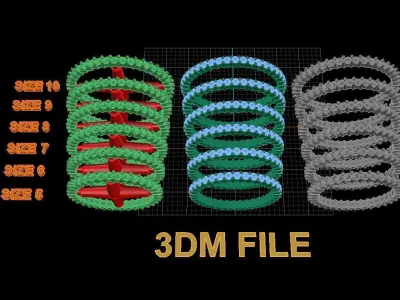Diamond Basket Infinity Band 1mm50 Mix Size 3D print model