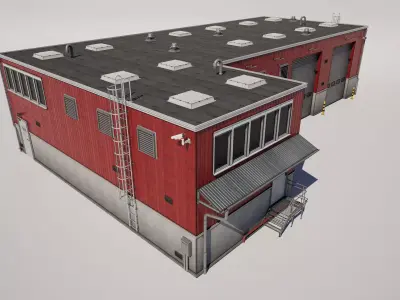  Industrial Warehouse Building Low-poly 3D model