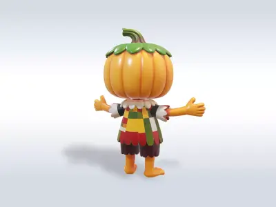 Cheerful Pumpkin Boy Halloween Character 3D model get