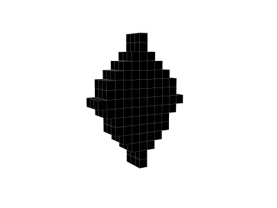 Voxel Poker Card Diamonds v1 001 Low-poly 3D model