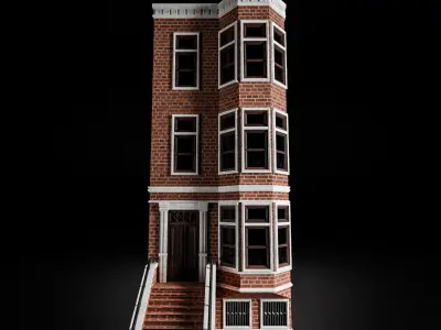 BROOKLYN BROWNSTONE REGULAR OLD BUILDING 007 Low-poly 3D model