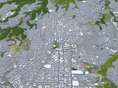 Guatemala City Guatemala 30km AI Low-poly 3D model