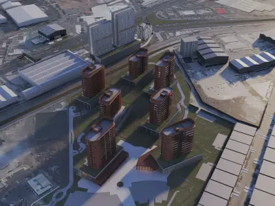 City with buildings scene 3D model