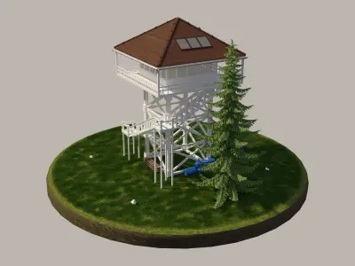 Forest Tower Low-poly 3D model