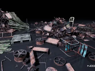 Scrapyard Props Low-poly 3D model