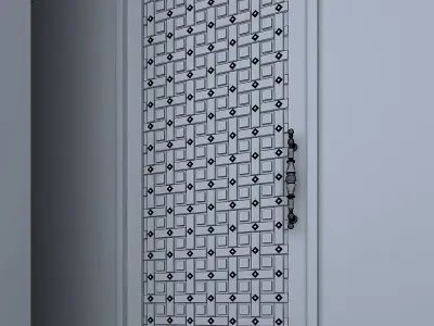 3d Door metal with pattern Low-poly 3D model