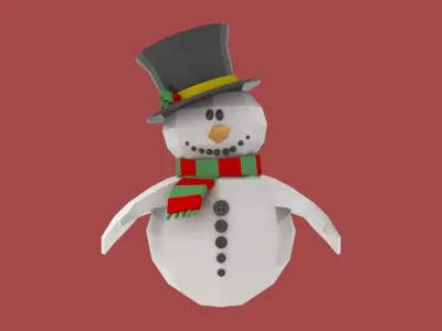 Xmas Snowman Puppet Low-poly 3D model