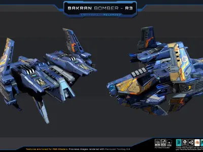 BAKRAN Bomber R3 Spacecraft Low-poly 3D model