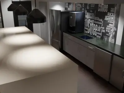 Office Scene - Low poly furnished  3D model