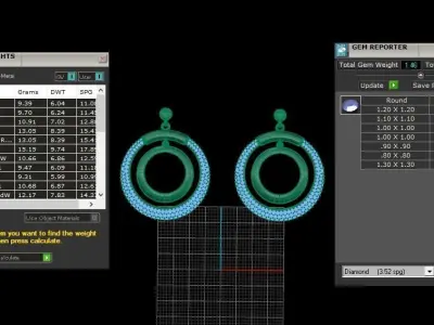 Light weight Women Drop  Earrings 3dm STL OBJ FBX Render Details 3D print model