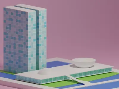 The National Congress of Brazil - Brasilia Low-poly 3D model