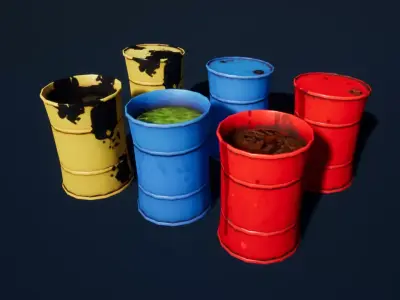 Stylized Oil Toxic Waste Barrel Low-poly 3D model