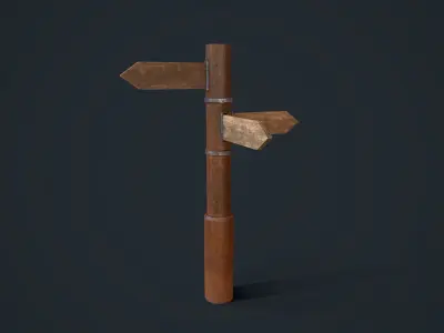 Wooden Sign Low-poly 3D model