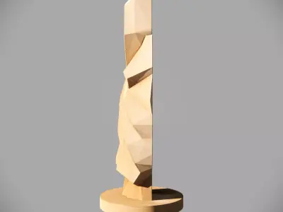 Geometric Hooded Wood Sculpture 3D model
