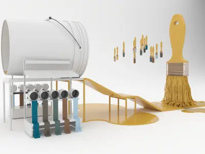 Paintbrush Playground 3D Asset  Stylized Game Environment 3D model