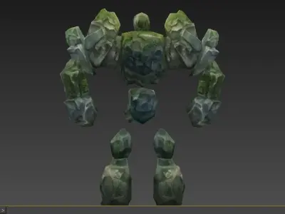 green rock man  Low-poly 3D model