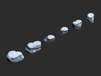 Short Flat Rocks - Ice Low-poly 3D model