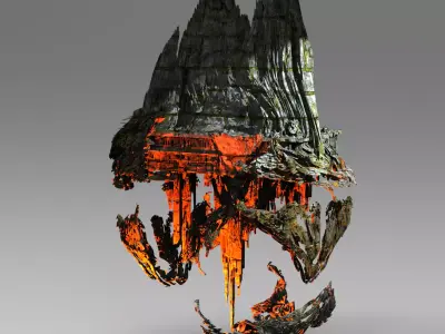 Fantasy underworld Mountain castle  3D model